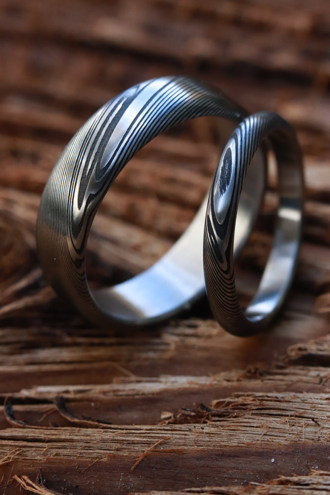Women's 7x7mm Princess Cut CZ Black IP Stainless Steel Wedding Ring Se – LA  NY Jewelry
